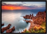 Ocean, Zachód Słońca, Skały, Australia