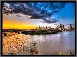 Brisbane, Miasto, Wybrzeże, Australia, Ujście Rzeki, Most, Zachód, Słońca, Ocean