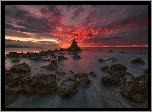 Ocean, Skały, Zachód słońca