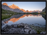 Francja, Góry, Jezioro, Lac des Cerces, Kamienie, Odbicie