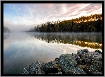 Jezioro, Odbicie, Mgła