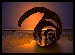 Morze, Odpływ, Plaża, Zachód Słońca, Metalowa, Spirala