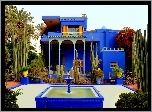 Ogród, Majorelle, Dom, Fontanna, Marakesz