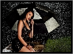 Kobieta, Parasol, Deszcz