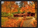 Park, Jesienią, Aleja, Altana