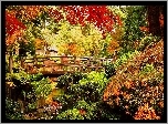 Park, Jesień, Drewniany, Mostek