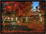 Park, Jesienne, Drzewa, Rzeka