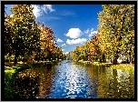 Park, Rzeka, Fontanny, Jesień