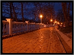 Park, Deptak, Lampy, Zmierzch