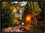 Park, Alejka, Wodospad, Latarnia, Ławka