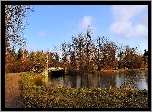 Park, Rzeka, Most, Jesień