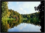 Park, Jezioro, Mostek, Lato