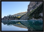 Góry, Jezioro, Moraine Lake, Drzewa, Odbicie, Park Narodowy Banff, Alberta, Kanada