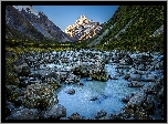 Nowa Zelandia, Rzeka Hooker, Park Narodowy Gry Cooka, Gra Cooka - Mount Cook, Gry, Kamienie