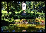 Park, Sadzawka, Fontanna, Kaplica, Przebijające, Światło