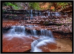 Skały, Wodospad, Cascade Falls, Kaskada, Park Narodowy Zion, Stan Utah, Stany Zjednoczone