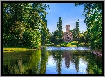 Park, Jezioro, Staw, Zamek, Drzewa