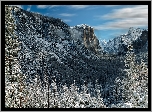 Park Narodowy Yosemite, Zima, Góry, Dolina Yosemite Valley, Drzewa, Stan Kalifornia, Stany Zjednoczone