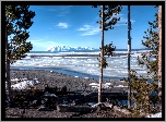Stany Zjednoczone, Park Narodowy Yellowstone, Jezioro, Zima, USA