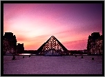 Paryż, Louvre, Zachód, Słońca