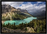 Góry, Jezioro Peyto Lake, Park Narodowy Banff, Prowincja Alberta, Kanada, Tęcza