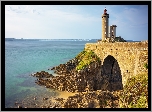Morze, Latarnia morska, Phare du Petit Minou, Most, Mur, Gmina Plouzane, Bretania, Francja