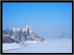 Polska, Niedzica, Pieniny, Zamek Dunajec w Niedzicy, Zbiornik Czorsztyński, Jezioro, Zima