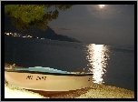 Plaża, Nocą, Chorwacja, Łódka