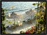Plaża, Leżaki, Parasole, Wakacje