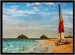 Morze, Plaża, Katamaran