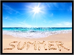 Plaża, Morze, Słońce, Napis, Lato