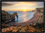 Anglia, Hrabstwo Dorset, Wybrzeże Jurajskie, Morze, Plaża, Skały, Łuk, Durdle Door