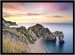 Anglia, Hrabstwo Dorset, Morze, Wybrzeże Jurajskie, Plaża, Skały, Łuk, Durdle Door