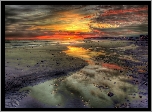 Plaża, Zachód Słońca, Chmury