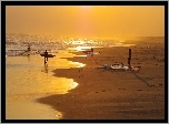 Plaża, Zachód, Słońca, Windsurfing