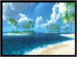 Plaża, Morze, Wyspy, Palmy