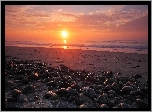 Plaża, Morze, Kamienie, Zachód, Słońca