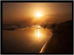 Plaża, Morze, Zachód, Słońca