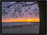 Plaża, Morze, Zachód, Słońca