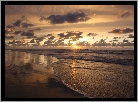 Plaża, Morze, Zachód Słońca