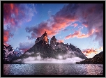 Ameryka południowa, Patagonia, Jezioro, Góry, Różowe, Obłoki