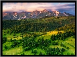 Słowacja, Góry, Tatry, Wzgórze, Lasy, Łąki, Chmury, Poranek