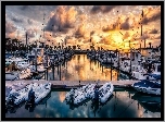Port, Jachty, Zachód słońca
