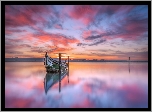 Rzeka, Laguna, Zalew, Ria de Aveiro, Łódka, Wschód słońca, Portugalia