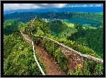 Droga, Szlak, Miradouro da Boca do Inferno, Kaldera, Góry, Jezioro, Lagoa Rasa, Wyspa Sao Miguel, Azory, Portugalia