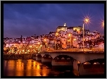 Portugalia, Coimbra, Miasto, Noc, Most, Rzeka