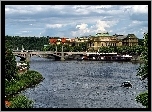 Praga, Wełtawa, Most, Łódka, Domy, Zabytki