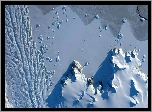Antarktyda, Śnieg, Lodowiec, Matusevich Glacier, Skały, Z lotu ptaka