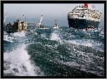 Queen Mary 2, Wzburzone, Morze