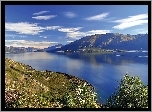 Queenstown, Góry, Jezioro, Chmury, Roślinność